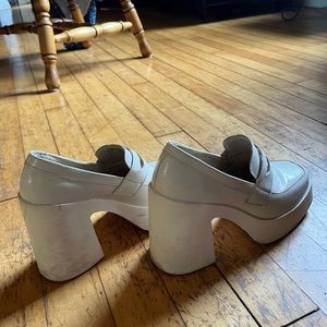 White Chunky Platform Heels.